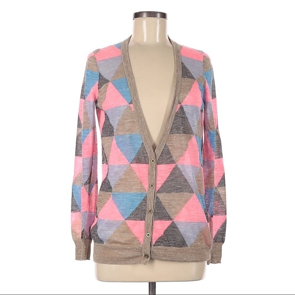 MADEWELL Geometric Triangle Button Up Cardigan Sweater XS - Picture 1 of 10
